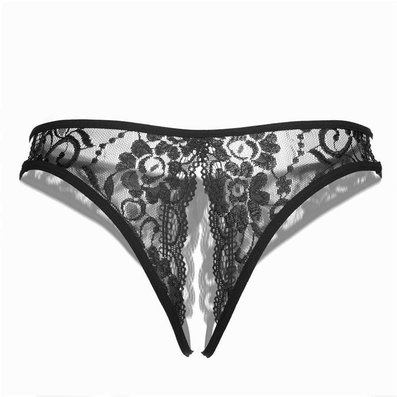 SLITHICE Women Sexy Floral Lace Briefs with Cute Bow Center (US, Alpha, X-Small, Regular, Regular, Black) - Image 3